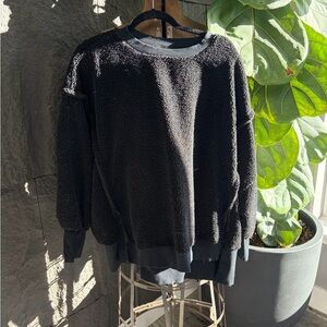 SHEIN  Textured Black Crewneck Sweatshirt